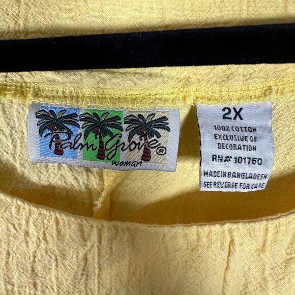 Palm Grove Yellow Gauze Gauzy Tulip Floral Flowy Blouse Size 2X - Picture 4 of 5